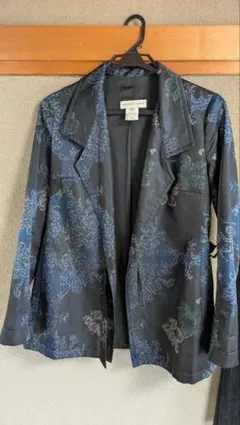 新品】ちちぶや 花柄 ジャガード ジャケット 総柄 ネイビー 定価8.9万 