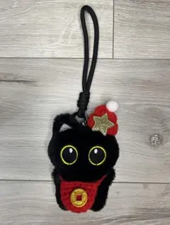 黒猫ぬいぐるみ赤バック付き