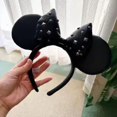 【限定完売品】ミニー ブラック　レザー カチューシャ スタッズ付き Disney