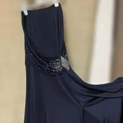 社交ダンススカート❣️/ネイビー/ビジョー付き/Ｌサイズ/クリスタル