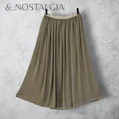 &.NOSTALGIA ノスタルジア　ギャザーロングスカート カーキ フレアのサムネイル