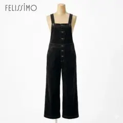 【美品】　サニークラウズ　細畝コーデュロイフロントボタンオーバーオールブラック