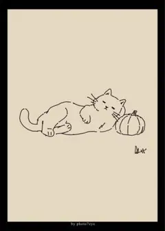 かぼちゃと猫 アート 写真 2L判 (127 × 178mm)