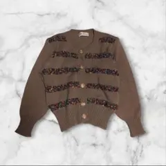 【80s Vintage】 ニットカーディガン 肩パッド ゴールドボタン 90s
