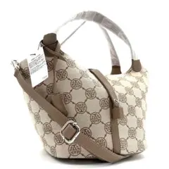 アンコキーヌ　ハンドバッグ　2way　キャンバス　レザー　総柄　ジャガード