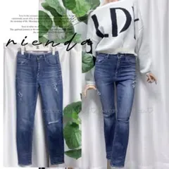 【 rienda ダメージ デニム スキニー 】25 S M リエンダクラッシュ