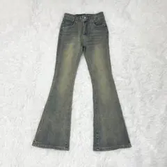 00s Y2K ワイドフレアデニム カラーフェイド加工 レディース