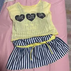 女の子向けセパレート水着（イエロー/ストライプ）