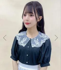 axes フラワー刺繍襟パフ袖ブラウス　レディース　ブラウス