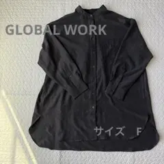 GLOBAL WORK バンドカラーシャツ ブラック 長袖のサムネイル