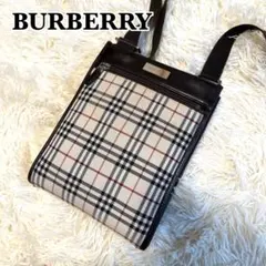【極美品】BURBERRY　チェック柄　ショルダーバッグ　キャンバス