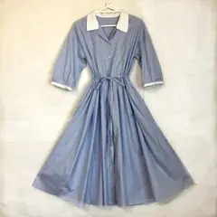 セール★ハンドメイド☆爽やか☆身丈オーダーOK！体型カバー☆ゆったりシャツワンピ