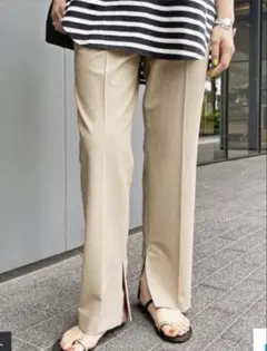 Spick and Span ハイブリッドトロ ストレート パンツ ベージュ