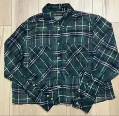美品★ ZARA クロップド ラメ シアー シャツ チェック グリーン　XS