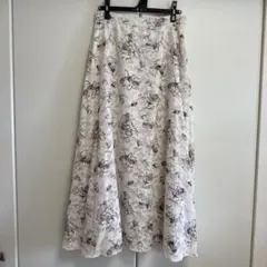 3L 総丈約89cmハニーズ ロング花柄 フレアスカート ホワイトのサムネイル