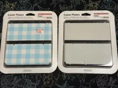 ニンテンドー new3DS きせかえプレートセット 水色ギンガムチェック・グレー