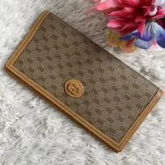 グッチ オールドグッチ 長財布 GGスプリーム ヴィンテージ ベージュ 茶 