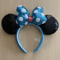ミニー 水色 水玉 スパンコールカチューシャ