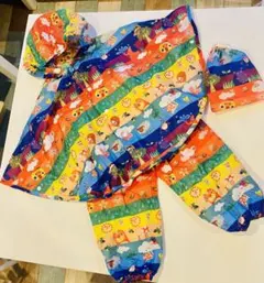 ◯カラフル動物柄　幼児　レインコートセット