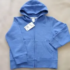110cm 青 フード付きジップアップパーカー