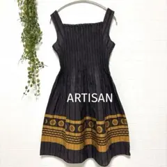 『ARTISAN』シルク100% ノースリーブワンピース レトロ ブラウン 美品