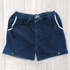 ikka デニム ハーフパンツ レース付きポケット 150cm