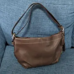 COACH コーチ レザー ショルダーバッグ シボ革 ブラウン
