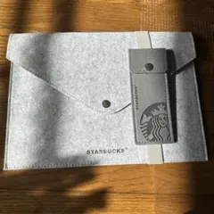 スターバックスのフェルト製タブレット/ノートパソコンケースとカードホルダーセット