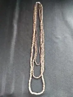 茶系木製ビーズ3連ネックレス　未使用　翌日発送!