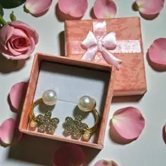 フラワー&パール ピアス 上品 大人可愛い ギフト