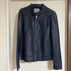ikka ネイビー レザージャケット