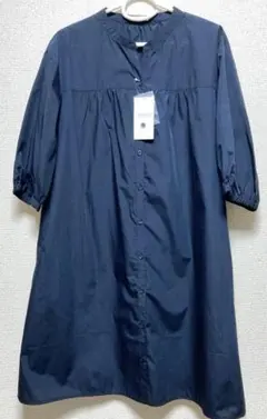 最終値下げ　新品　シネマクラブ　シャツワンピース マオカラー ネイビー　Lサイズ