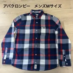 アバクロンビーチェック柄 長袖シャツ ネイビー レッド
