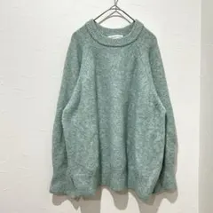 【美品】シーズンリーズン(4L)グリーンニットセーター 大きいサイズ ラメ入り