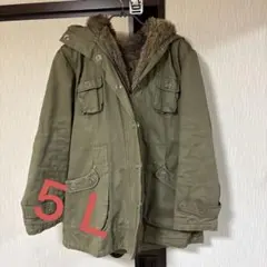 フード付きミリタリージャケット オリーブグリーン　大きいサイズ　５Ｌ