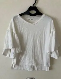 ナイスクラップ　フレアスリーブ　Tシャツ　白　コットン100%のサムネイル