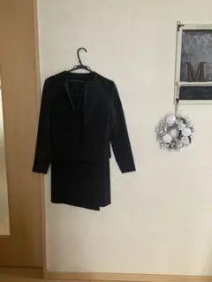 coca ブラック ノーカラージャケットとスカート セット