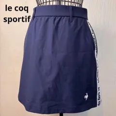 ★le coq sportif★M★紺スカート★左下ロゴ刺繍有★前後両脇ポケット
