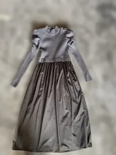 パフスリーブ ロングワンピース M〜L