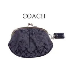 コーチ シグネチャー キャンバス がま口 ミニポーチ 小銭入れ 黒 送料無料