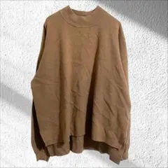 ページボーイ モックネック ニット サイドスリット ドロップショルダー 無地