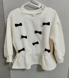 女の子 80 リボン トレーナー ペプラム 長袖　アプレレクール　春秋　裏毛なし