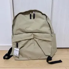 ダイソー　リュックサック ライトベージュ　ポケット付き　通勤通学　お出かけ