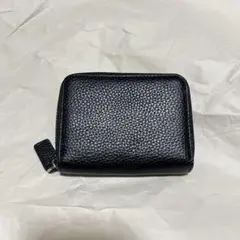 大容量 じゃばら カードケース 小銭入れ ラウンドファスナー レザー ブラック