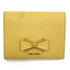 今週限定価格　極美品　希少　PRADA プラダ　二つ折り　ゴールド金具　黄色 2026年最新】PRADA カラー：イエロー系 レディース 二つ折り財布の人気
