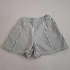 ギンガムチェック ハーフパンツ120ユニクロ 黒×白UNIQLO