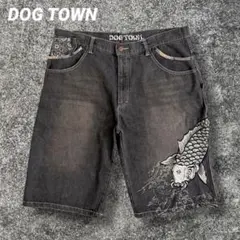 DOGTOWN ハーフデニム 黒龍 刺繍　鯉　三日月　和柄　90s 希少のサムネイル