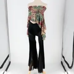 【ベリーダンス用衣装】ブラック グリーン レッド レッスン着 黒 緑 赤