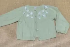 ミントグリーン 花つきカーディガン S