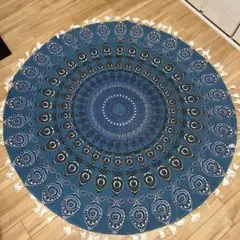 円形カーペット 青